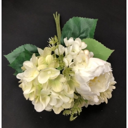 Peony/Hydrangea Bouquet Cream 12"